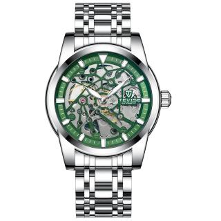 Ceas barbatesc Tevise Mecanic Automatic Business Luxury Argintiu Verde