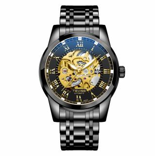 Ceas barbatesc Tevise Mecanic Automatic Business Luxury Elegant Negru Auriu