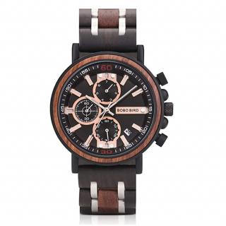 Ceas barbati Bobo Bird Lemn Cronograf Afisare data Quartz Analog Casual Elegant