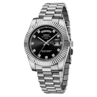 Ceas barbati Nibosi Business Quartz Casual Analog Fashion Argintiu Negru