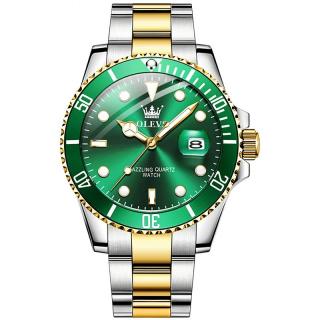 Ceas barbati Olevs Analog Quartz Elegant Verde Afisare data Otel