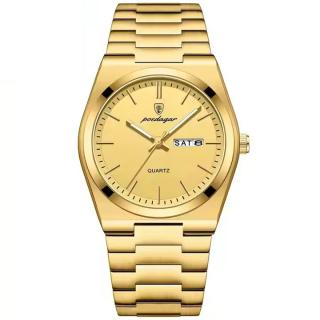 Ceas barbati Poedagar Elegant Fashion Analog Quartz Data Ziua saptamanii Otel Auriu