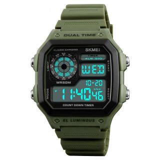 Ceas barbati Skmei Sport Multifunctional Digital Alarma Casual Army Verde