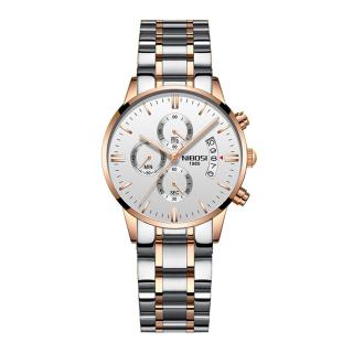 Ceas dama de mana Nibosi Elegant Casual Fashion Analog Quartz Argintiu Auriu Alb