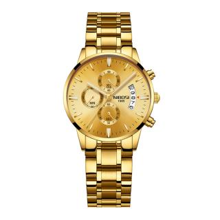 Ceas dama de mana Nibosi Elegant Casual Fashion Analog Quartz Auriu