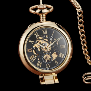 Ceas de buzunar, Gorben, Clasic, Vintage, Mecanic, Skeleton, Lant, Cifre romane, Casual