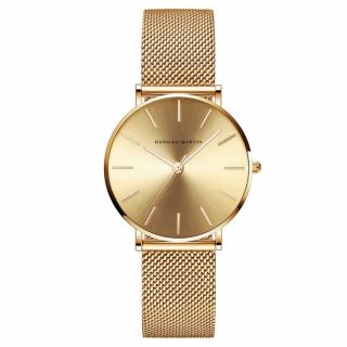 Ceas de dama Hannah Martin Quartz Japonez Casual Fashion Analog Auriu