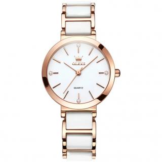 Ceas de dama Olevs Mecanism Quartz Japonia Casual Fashion Elegant Alb