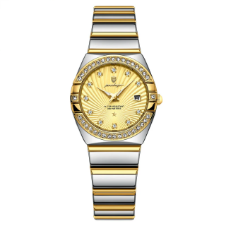 Ceas de dama Poedagar Fashion Luxury Casual Indici Luminosi Quartz Otel Auriu