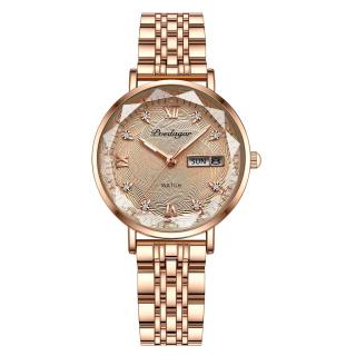 Ceas de dama Poedagar Luxury Fashion Afisare data Zilele saptamanii Casual Quartz Otel Auriu
