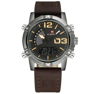 Ceas de mana barbatesc Naviforce Piele Digital Analog Quartz Cronometru Alarma