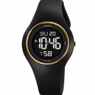 Ceas de mana barbatesc Skmei Digital Cronometru Alarma Casual Sport Fashion Negru Auriu