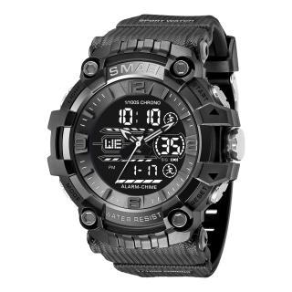 Ceas de mana barbatesc Smael Dual Time Stil Army Militar Cronometru Alarma Sport Negru