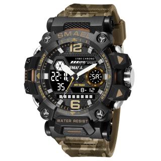 Ceas de mana barbatesc Smael Sport Dual Time Cronograf Cronometru Stil Army Militar Alarma Khaki