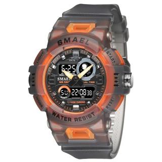 Ceas de mana barbatesc Smael Stil Militar Army Cronometru Alarma Quartz Dual Time Sport Lumina de fundal Portocaliu