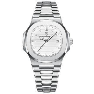 Ceas de mana Poedagar Analog Fashion Quartz Casual Otel Argintiu Alb