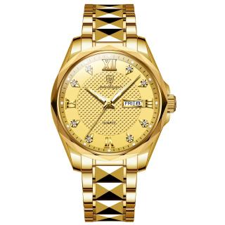 Poedagar Ceas barbatesc Cronograf Quartz Analog Casual Indici Luminosi Auriu