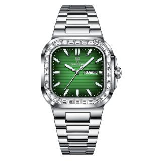 Poedagar Ceas Casual Elegant Fashion Indici Luminosi Otel Argintiu Verde