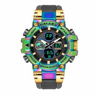 Smael Ceas barbatesc de mana Cronograf Led Stil Army Militar Multifunctional Verde