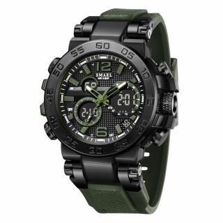 Smael Ceas barbatesc de mana Cronograf Stil Army Militar Dual Time Sport Cronometru Alarma Verde