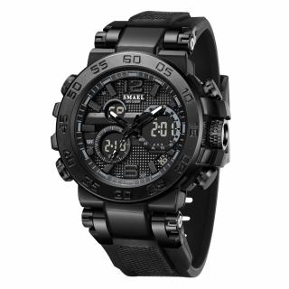 Smael Ceas barbati de mana Cronograf Sport Stil Army Militar Dual Time Cronometru Alarma Negru