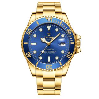 Tevise Ceas barbatesc de mana Clasic Mecanic Automatic Elegant Luxury Auriu Albastru