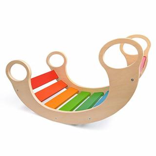 Balansoar Lemn Montessori Curcubeu Rainbow Rocker Leagan