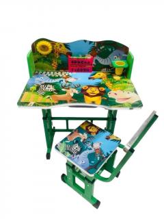 Birou cu scaunel pentru copii zoo cu ceas si abac