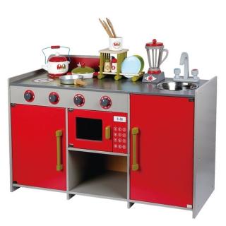 Bucatarie de Lemn copii Dubla European Kitchen cu Accesorii