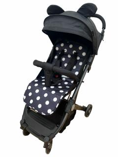 Carucior sport, cu husa de picioare, tip troller pentru avion, Mickey, negru