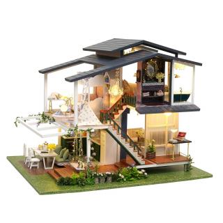 Casa de Papusi in Miniatura cu Mobilier - Kit DIY din Lemn