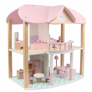 Casuta de papusi  lemn Msn mobilata - Wooden House Dolls