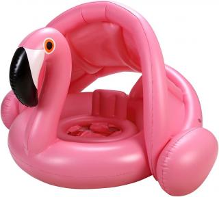 Colac Bebelusi Gonflabil cu suport si protectie solara Flamingo