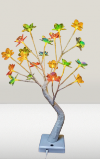 Copacel Decorativ cu Flori si 24 LED-uri Multicolor USB si Baterii ,       50 cm