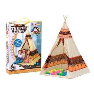 Cort copii stil indian Teepee Tent cu 60 bile colorate