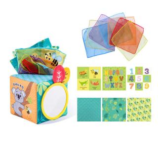 Cub Textil Cutia cu servetele Jucarie senzoriala Montessori Jollybaby Jungla