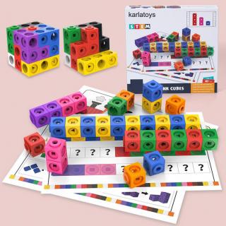 Cuburi de Construit STEM Montessori Curcubeu - Joc Educational Matematica
