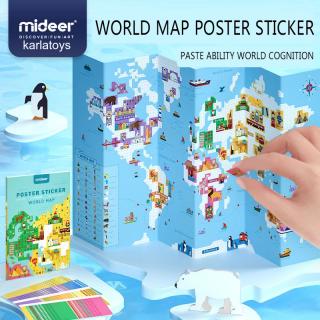 Joc Creativ  Puzzle Educational Harta Lumii Mideer cu Sticker