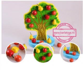 Joc de Lemn Montessori Pomul cu Mere - Apple Tree