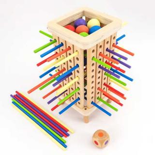Joc de Masa Montessori din Lemn Jenga Betisoare ,       Jucarie Educativa pentru Copii