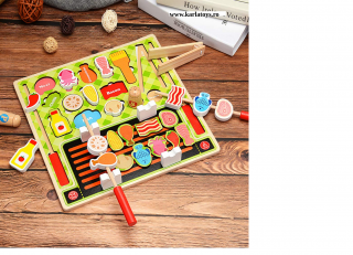 Joc din lemn copii puzzle Gratarul Barbecue Shop