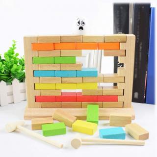 Joc din Lemn Cuburi de construit Zidul - Joc Puzzle Jenga Zidul