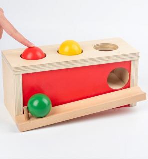 Joc din lemn Montessori Cutia Permanentei cu Bile colorate