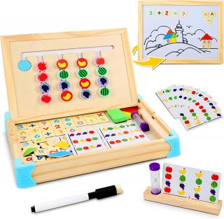 Joc din Lemn  Montessori Sortare Fructe si Tabla Magnetica