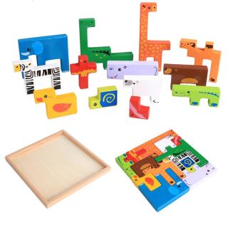 Joc din lemn tetris cu animale 3D