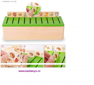 Joc educational Montessori Sortator de cartonase Card Box In LImba Romana