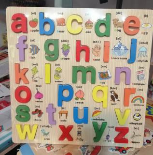 Joc educativ din Lemn Alfabetul cu imagini 3D Litere Mici
