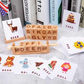 Joc Montessori din lemn Alfabetul 3D si carduri cuvinte in limba engleza