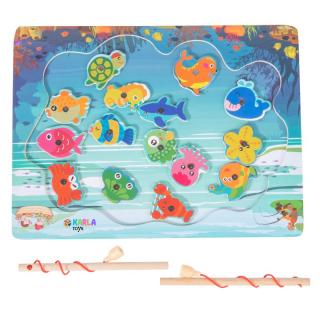 Joc Puzzle din lemn magnetic de pescuit Animale Marine sau Animale salbatice