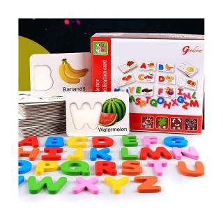 Joc Puzzle Litere 3d din Lemn fructe - litere si animale